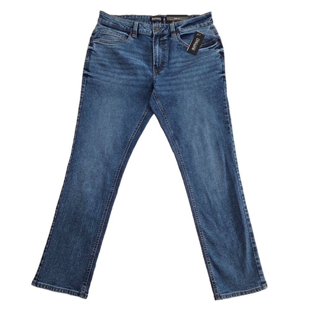 Buffalo David Bitton Ash Jeans Men's 34x30 Med Wash NEW Slim‎ Straight Stretch